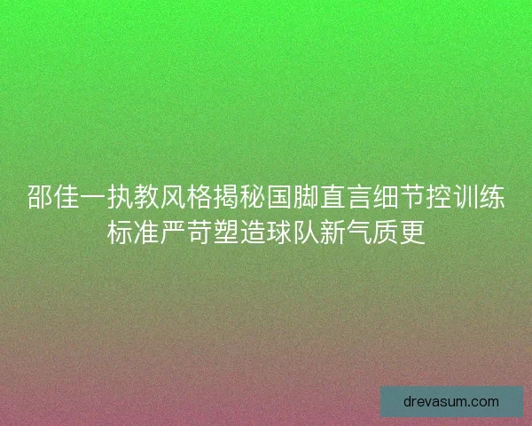 邵佳一执教风格揭秘国脚直言细节控训练标准严苛塑造球队新气质更